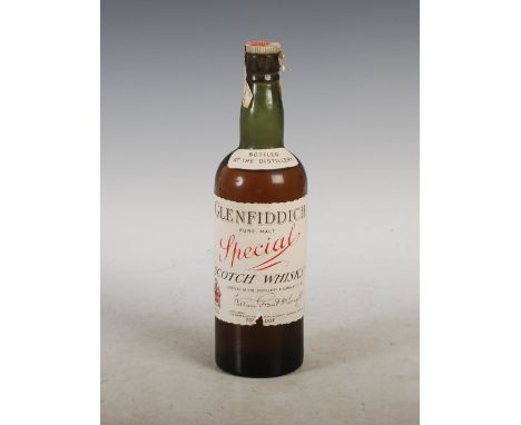 One bottle of Glenfiddich Special Pure Malt Scotch Whisky, circa 1950's, 70 proof.