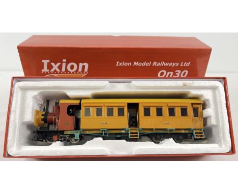 A boxed Ixion Models Coffee Pot No 2 (preserved livery) loco/coach IOS-CP2. ON30 scale, 1:48. Complete with original instruct