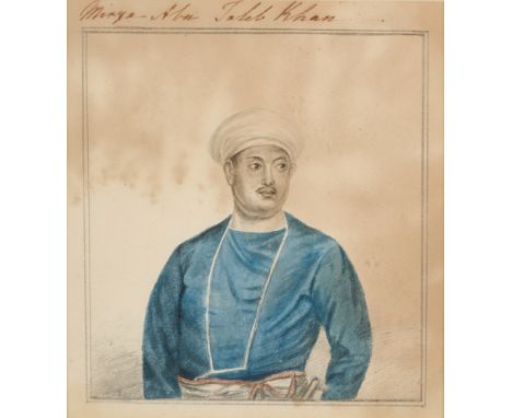 ANGLO-INDIAN SCHOOL, EARLY 19TH CENTURY Portrait of Mirza Abu Taleb Khan, watercolour, pencil and ink on paper, framed, 13 x 