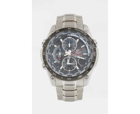 CASIO Edifice Chronograph "Wave Edition" EOW 500 Stahlgehäuse, D 44mm, Stahl Gliederarmband mit Faltschließe, Stoppuhr, Weltz