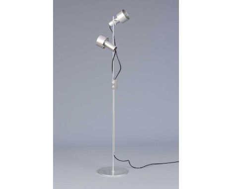 Peter NELSON "TA Spot" Aluminium Stehleuchte Ausführung Archirectural Lighting Company", um 1960, Aluminiumstange mit 2 verst