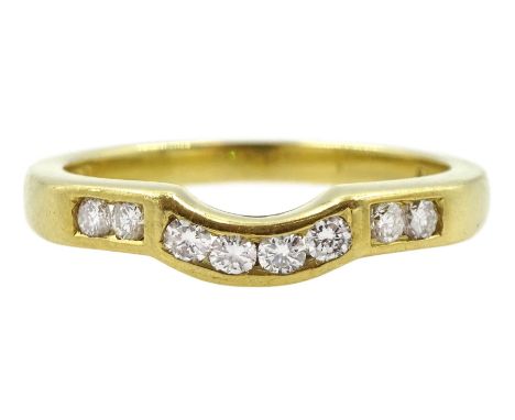 18ct gold channel set eight stone round brilliant ring, hallmarkedCondition Report:Approx 4.1gm, size N-O, diamonds bright, g