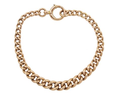 Early 20th century rose gold graduating link bracelet, with spring clasp, each link stamped 9 375Condition Report:Approx 13.2