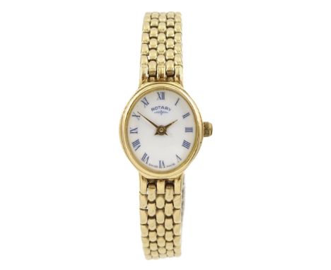 Rotary 9ct gold ladies quartz wristwatch, on 9ct gold bracelet, hallmarkedCondition Report:Approx 17.15gm gross, movement not