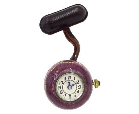 Ibex Watch Company silver guilloche purple enamel manual wind ball watch, the movement signed Marchand W. Co, Swiss hallmarkC