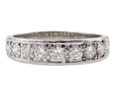 White gold channel set round brilliant cut diamond half eternity ring, stamped 18ct, total diamond weight approx 0.80 caratCo