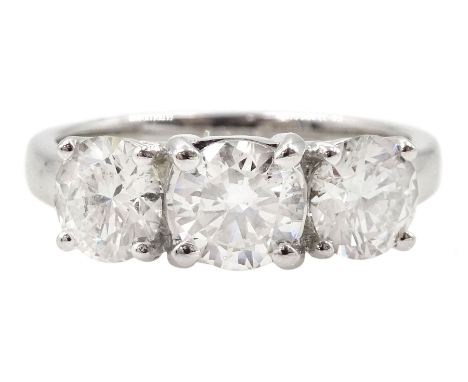 18ct white gold three stone round brilliant cut diamond ring, hallmarked, total diamond weight approx 1.55 caratCondition Rep