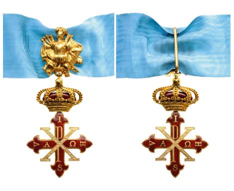 A Commander’s Badge, 115x50 mm,  in gold (mark “18K” to the reverse of the ribbon ring): red enameled cross of the order with