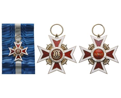 Grand Cross Badge, 2nd Model, Civil, Intermediary Model. Sash Badge, 65 mm, Silver gilt, both sides red enameled,original sus