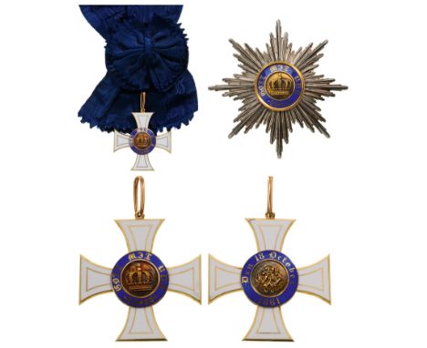 A Grand Cross Set, 1st Class, 2nd Model (Large Crown), instituted in 1861: sash Badge, 60 mm, in GOLD, maker’s mark “W”, both