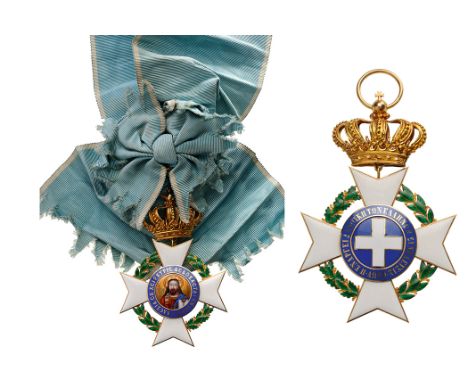 A Grand Cross Sash Badge of the transitional type to the 2nd model: large sash badge, 108x72 mm,in GOLD with white enameled c