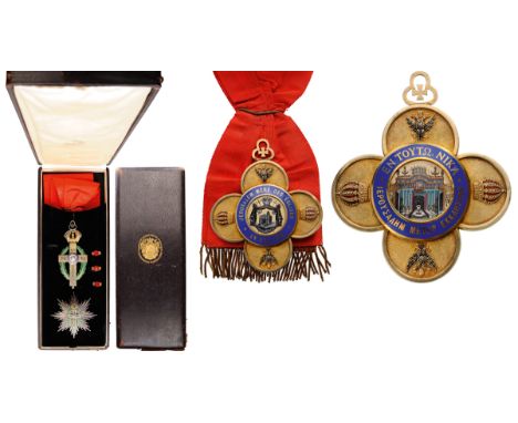 A complete Grand Cross set:- large Order’s badge, 117x98 mm, in gilt Silver with black 2 enameled double eagles (symbol of th