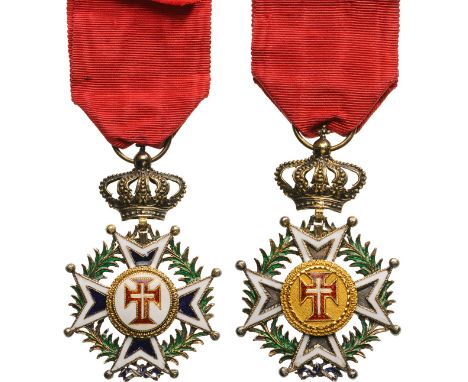 A breast decoration of the Order, 57x37 mm, gilt Silver; white bordered, blue enameled cross within green enameled (some chip