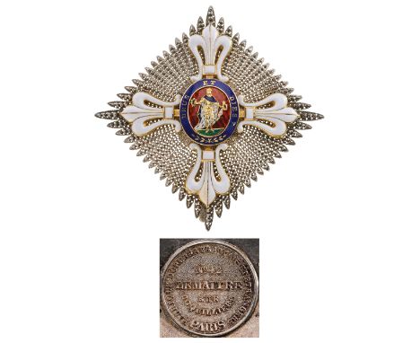 A breast star of the Order: chiseled and pierced silver rays; the centre ingold; the “lily” cross with white enameled details
