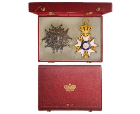 A grand Cross set of the Order: sash badge, 110x71 mm, in GOLD with white enameled arms andstrong, polished, ball-finials, fl