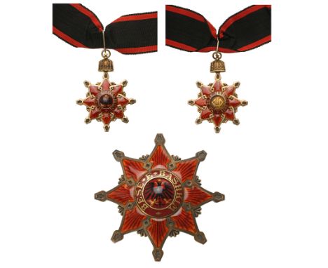 A Grand Officer’s group of the Order: gilt silver badge, 70x52 mm, in the form of an elaborate, red enameled, 8-pointed star;