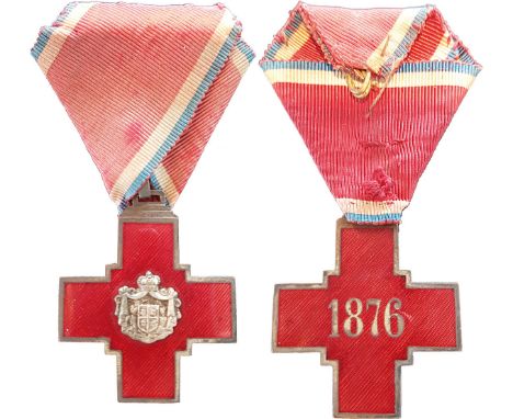 A first model breast badge, 45x39 mm, Silver, of Austrian manufacture, both sides enameled, original suspensionring and trian