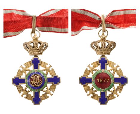 Commander's Cross, Intermediary Model (1932) for Civil. Neck Badge, 97x67 mm, gilt Silver, maker's mark "Resch" enameled, ori