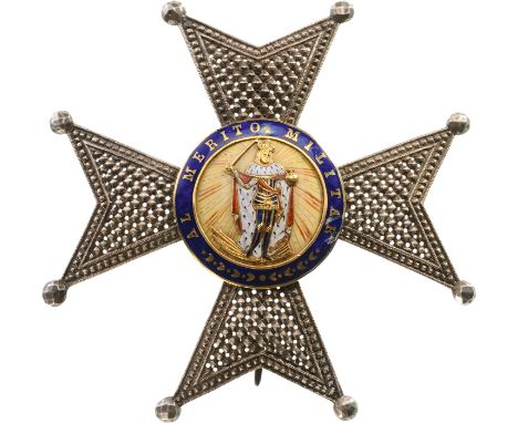 A Commander’s breast star, 81 mm,  in Silver, with chiselled and pierced arms; centre medallion with the Saint’s image in gol