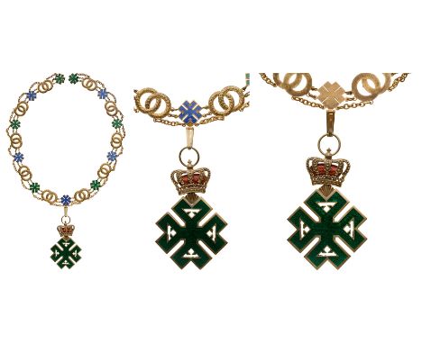 Collar Chain and Collar Badge, 2nd Model, Carol II, Prince size. The Chain, giltSilver, one side enameled, 12 enameled medall