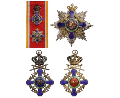 Grand Cross Set, 2nd Model (1938), for Military in Time of Peace. Sash Badge, 100x60 mm, gilt Silver, both sides dark blue en