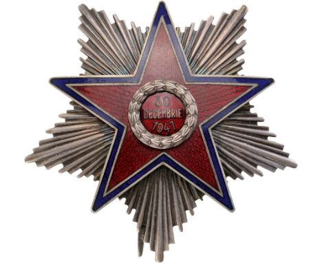 2nd Class Star, 1st Model (1948), Special Class. Breast Star, 70 mm, Silver, partially enameled, multipart construction, medi