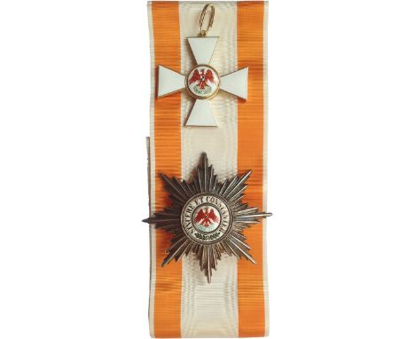 A Grand Cross Set, 1st Class, instituted in 1810: sash Badge, 60 mm, in GOLD, 28.5 g, both sides enameled, original suspensio