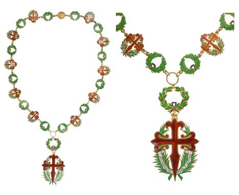 A Grand Collar, 2nd Type, instituted in 1789. Collar Badge, 75x52 mm, giltSilver, one side enameled, laurel wreath suspension