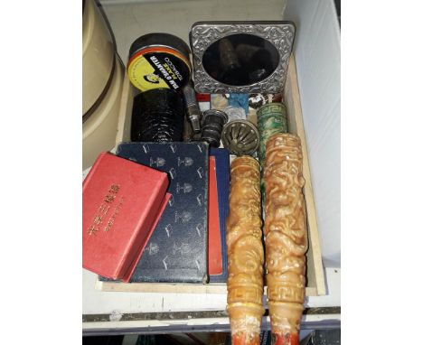 A box of collectables to include photo frame, religious item and cufflinks etc. 