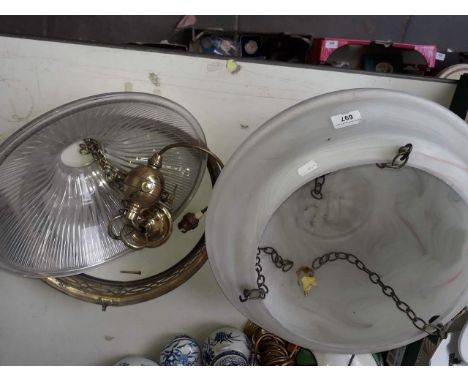 1930;s glass light fitting with brass mount 