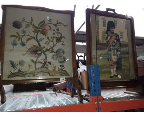 2 tapestry oak framed fire screens. 