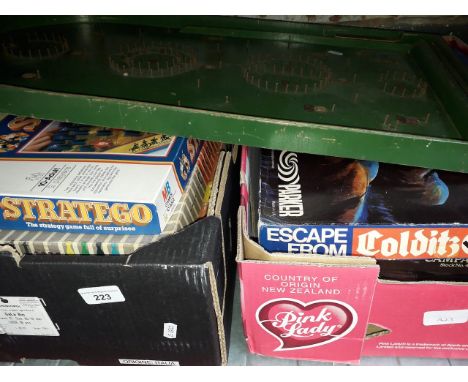 2 boxes of misc games, mainly strategy games and a bagatelle 