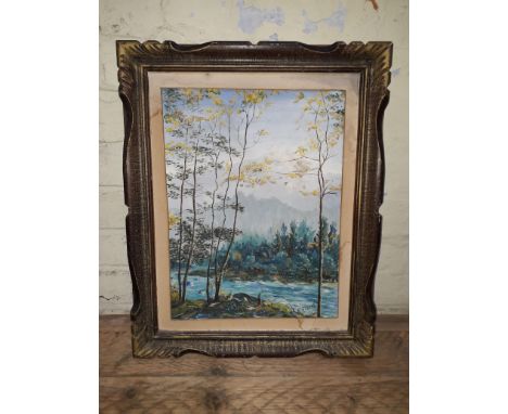 20th Century School, landscape, oil on canvas, 30cm x 40cm, signed 'R Grieve' lower right, framed. 