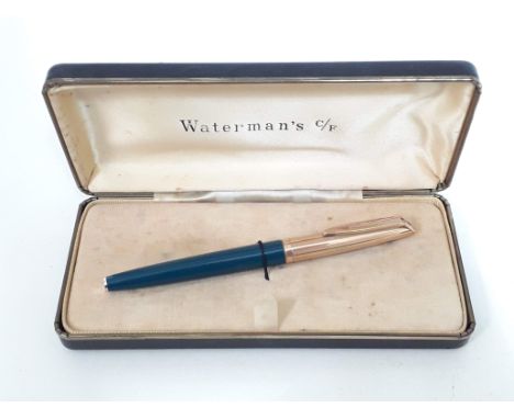 A Waterman's C/F vintage fountain pen with rolled gold lid and nib marked '14K'. 