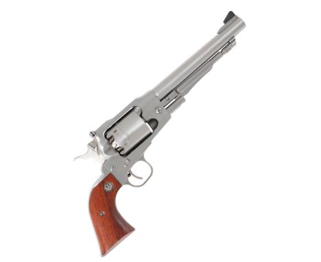 A .45 'Old Army' percussion revolver by Ruger, no. 145-95338The frame and hammer with brushed bright finish, flared wooden gr