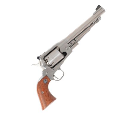 A .45 'Old Army' percussion revolver by Ruger, no. 145-93198The frame and hammer with brushed bright finish, flared wooden gr
