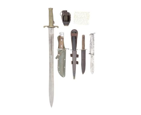 A Group Of Various Edged Weapons The First Mid-19th CenturyComprising an 1847 pattern Brunswick sword bayonet of characterist