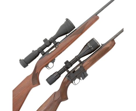 Two semi-automatic riflesThe first a 'Model 10/22 Carbine' by Ruger, no. 254-83925, the stock with pistol-grip and rubber rec