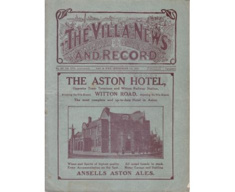 ASTON VILLA - BURNLEY 1926     Villa home programme v Burnley, 4/9/1926, also covers Reserves v Liverpool Res, 8/9/1926, stap