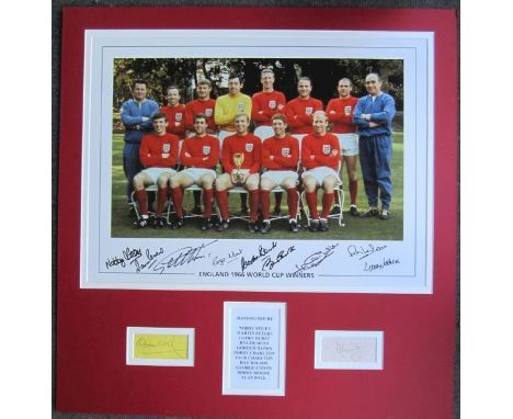 1966 WORLD CUP AUTOGRAPHS          A 26" X 26" glazed frame and 22" X 16" mounted colour photograph of the 1966 World Cup Fin