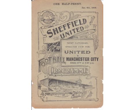 SHEFFIELD UNITED 1906   Four page Sheffield United Reserves home programme v Grimsby Town Reserves, 6/1/1906, ex bound volume