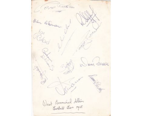 WEST BROMWICH ALBION AUTOGRAPHS 1968       A white card with 12 autographs including Alan Ashman, Clive Clark, Ian Collard, G