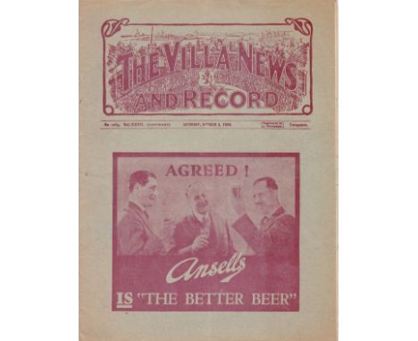ASTON VILLA - COVENTRY 1936     Villa home programme v Coventry, 3/10/1936.     Generally good