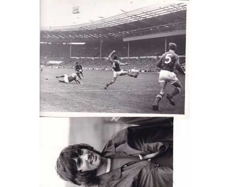 FOOTBALL PRESS PHOTOGRAPHS        Eleven press black & white photographs: nine 10" X 8" including 4 X 1966 FA Cup Final Evert