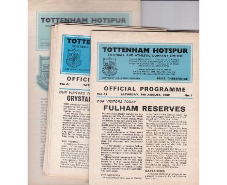 TOTTENHAM RESERVES 60s   Collection of 52 Spurs home Reserves style programmes, 11 x 65/6, 7 x 67/8, 21 x 68/9 and 13 x 69/70