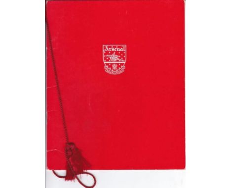 FA CUP FINAL 1972- ARSENAL   Official Arsenal Menu for their 1972 FA Cup Final Celebration Dinner and Dance. Includes photogr