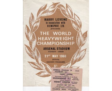 MUHAMMAD ALI V. HENRY COOPER 1966 AT ARSENAL     Programme and single sheet Boxing Illustrated insert and ticket for the figh