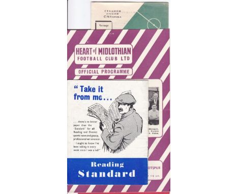 TOTTENHAM - FRIENDLIES   Five away friendly match programmes, 56/7 at Hearts, 57/8 at Bristol City, 58/9 v Russia Select and 