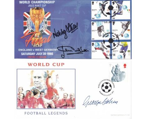 WORLD CUP 1966 / AUTOGRAPH        Various autographed items including three 8" X 6" black & white Press photographs with pape