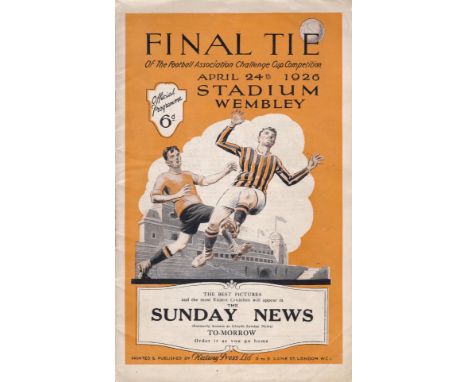 1926 FA CUP FINAL        Official programme for Bolton Wands v Manchester City with very minor paper loss from the top left c